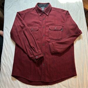Woolrich Men’s L Wool Blend Buffalo Plaid Check Button Down Shirt Red/Blk #6088